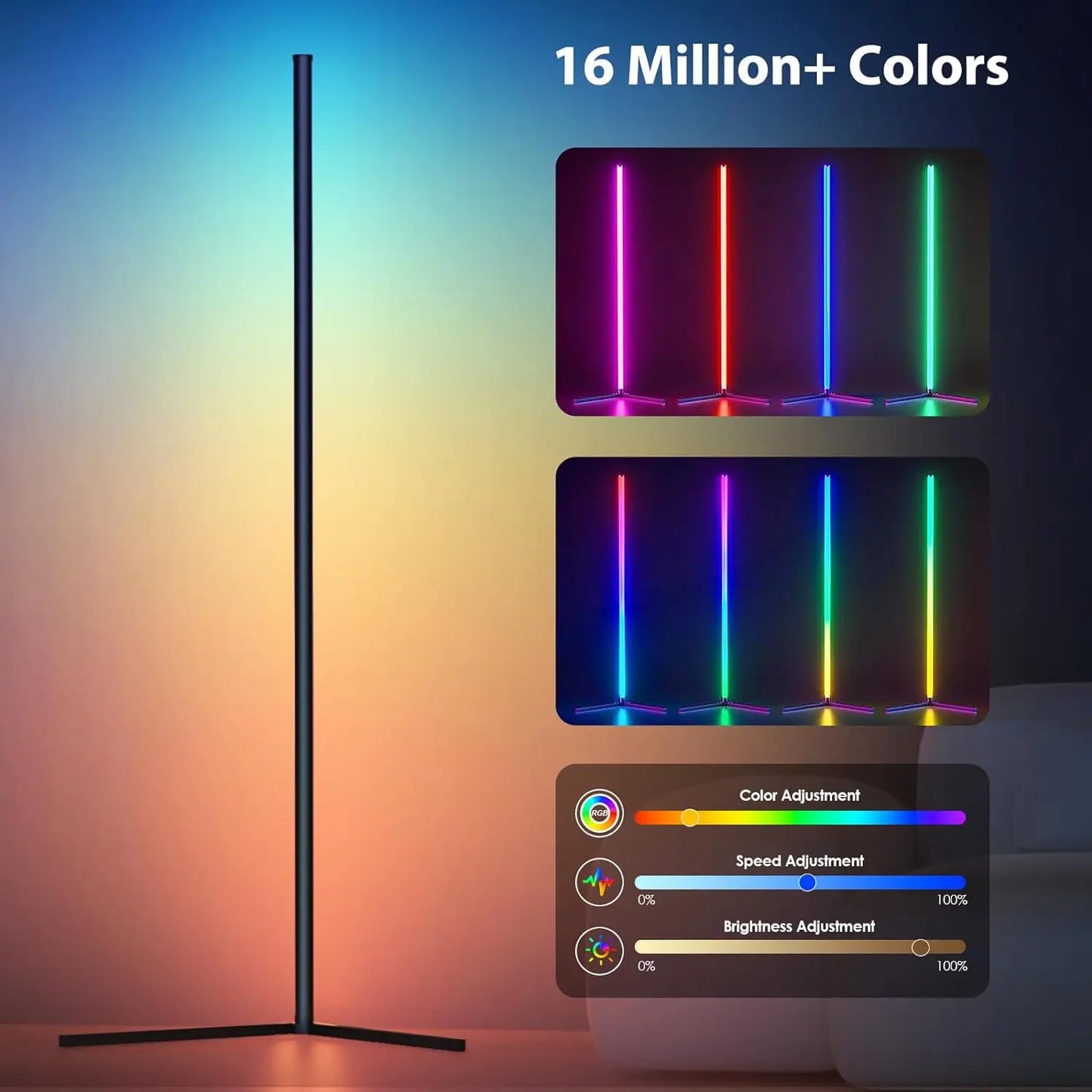 Space Saving Smart RGB LED Corner Floor Lamp