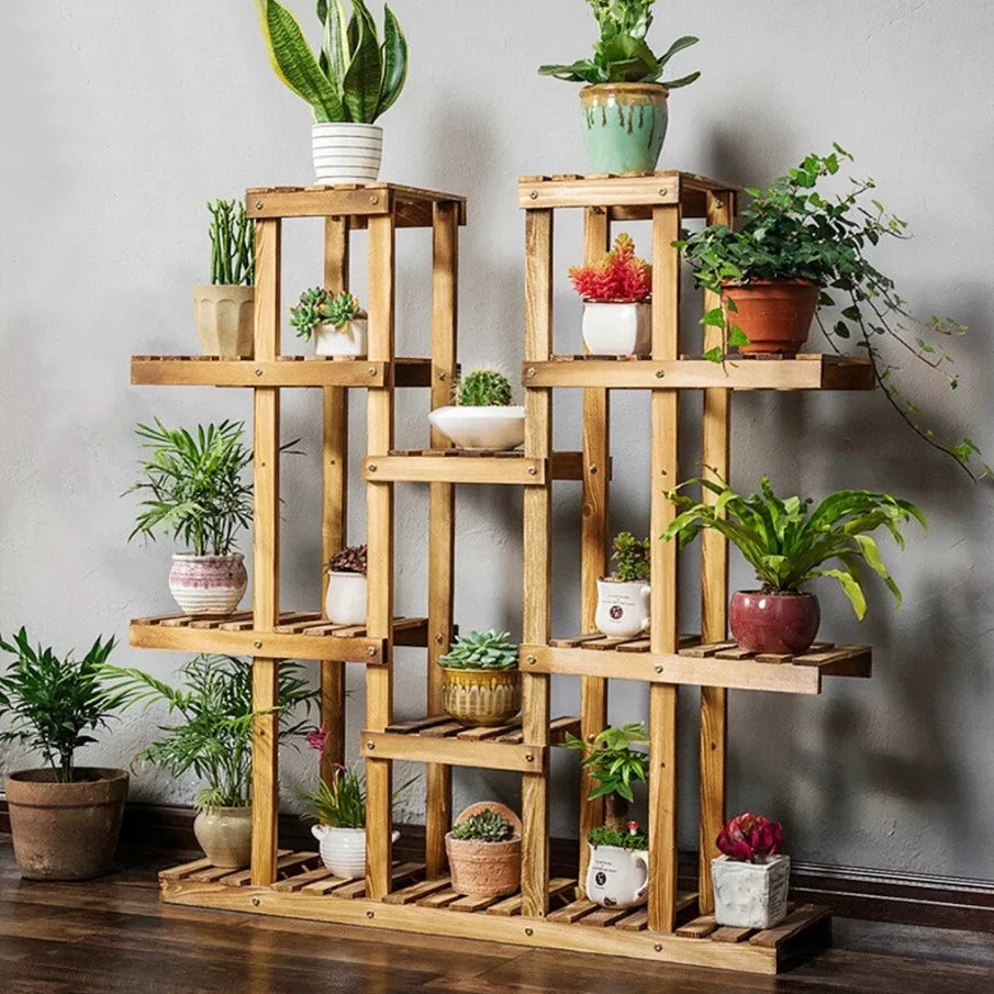 Multi-Tier Wooden Flower Pot Shelf