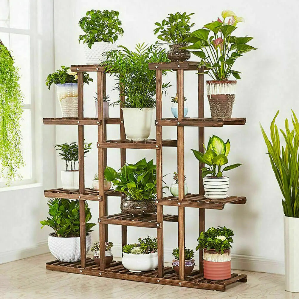 Multi-Tier Wooden Flower Pot Shelf