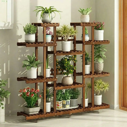 Multi-Tier Wooden Flower Pot Shelf