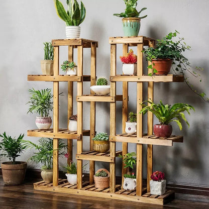 Multi-Tier Wooden Flower Pot Shelf