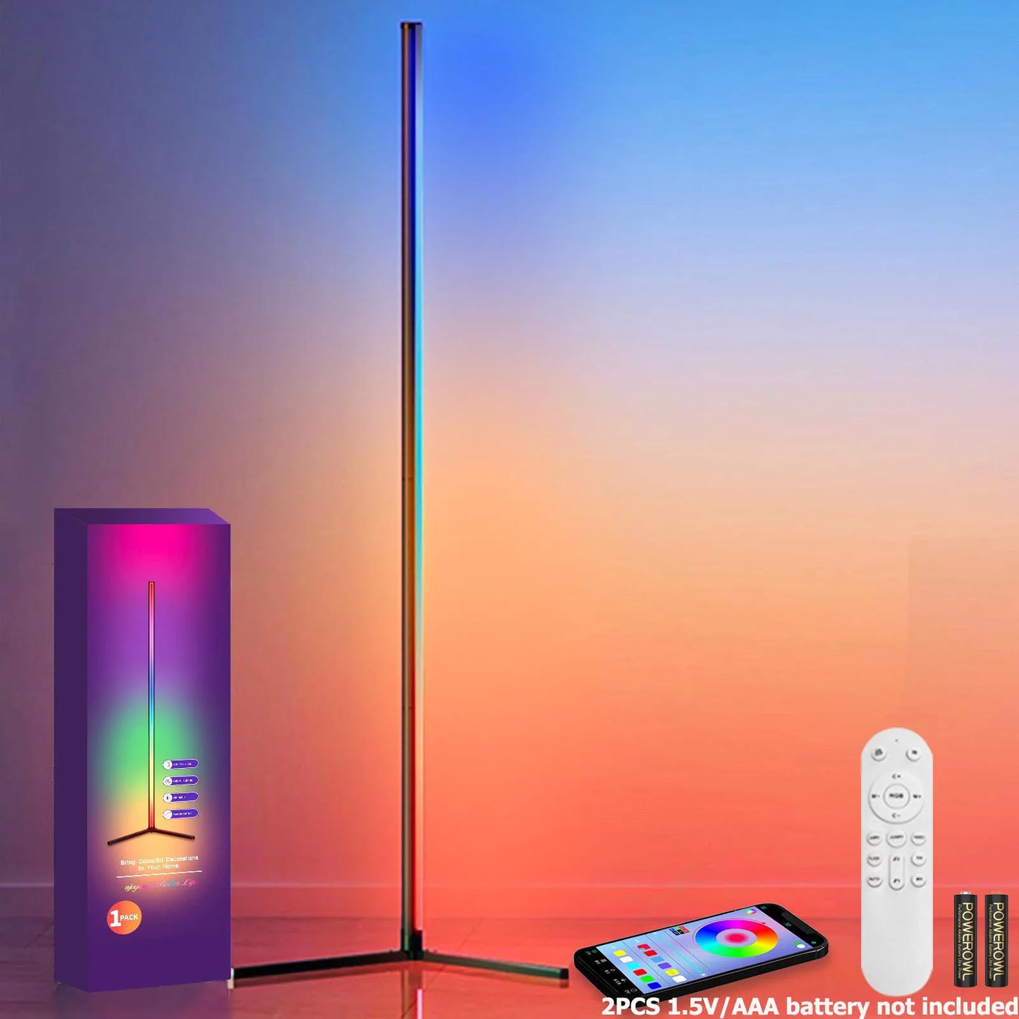 Space Saving Smart RGB LED Corner Floor Lamp