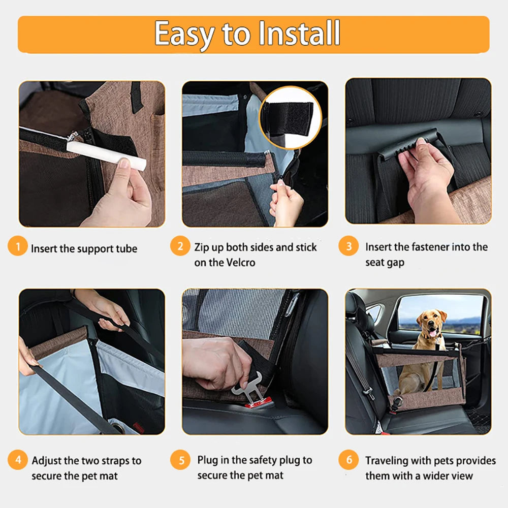 Spacious Pet Car Seat - Foldable and Washable